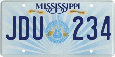 MS license plate JDU234