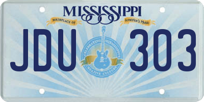 MS license plate JDU303