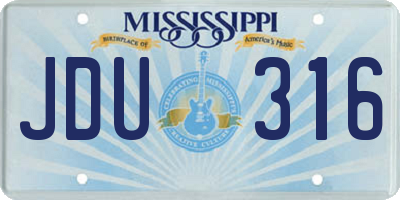 MS license plate JDU316