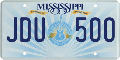MS license plate JDU500