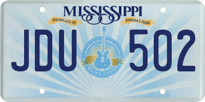 MS license plate JDU502