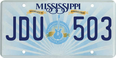 MS license plate JDU503