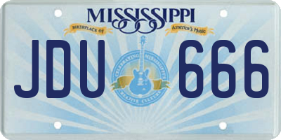 MS license plate JDU666