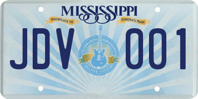 MS license plate JDV001