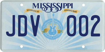 MS license plate JDV002