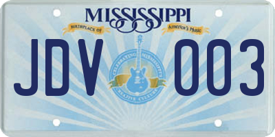 MS license plate JDV003