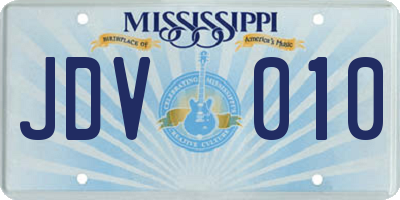 MS license plate JDV010