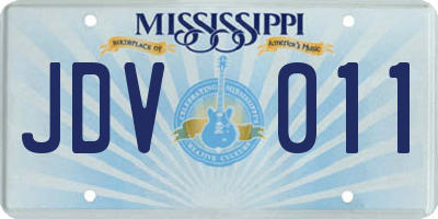 MS license plate JDV011