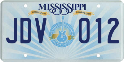 MS license plate JDV012