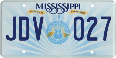 MS license plate JDV027