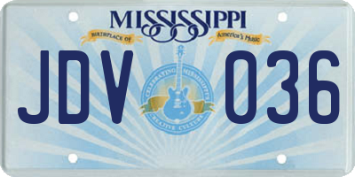 MS license plate JDV036