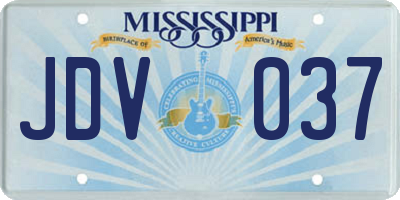 MS license plate JDV037