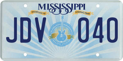 MS license plate JDV040