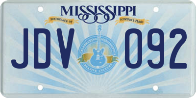 MS license plate JDV092