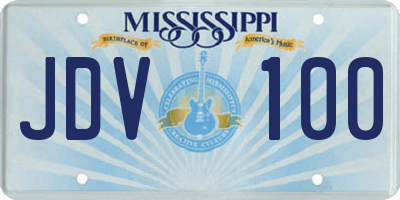 MS license plate JDV100