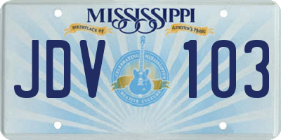 MS license plate JDV103