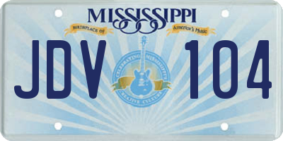 MS license plate JDV104