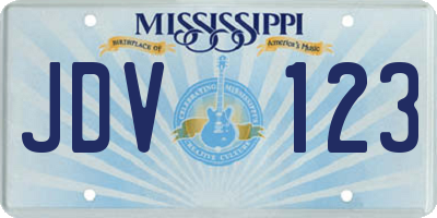 MS license plate JDV123