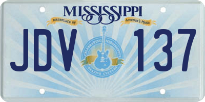 MS license plate JDV137