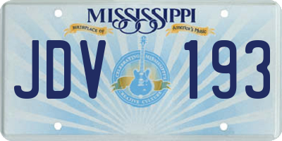 MS license plate JDV193