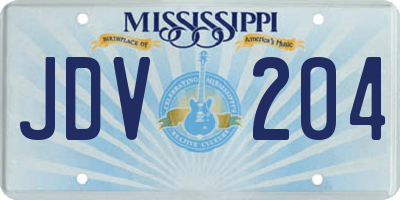MS license plate JDV204