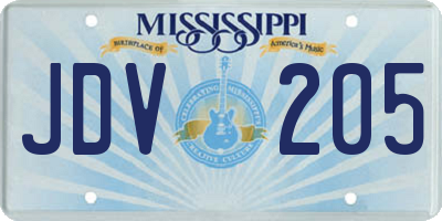 MS license plate JDV205