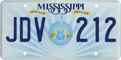 MS license plate JDV212