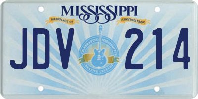 MS license plate JDV214