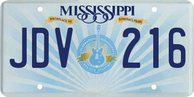 MS license plate JDV216