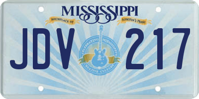 MS license plate JDV217