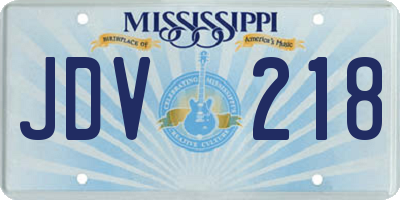 MS license plate JDV218