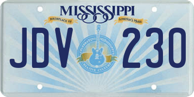 MS license plate JDV230
