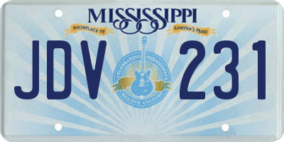 MS license plate JDV231