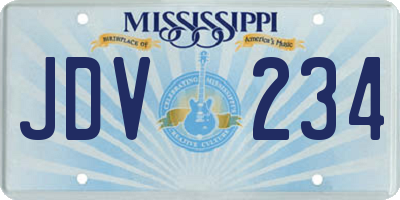 MS license plate JDV234