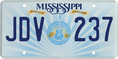 MS license plate JDV237