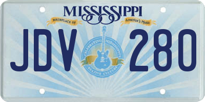 MS license plate JDV280