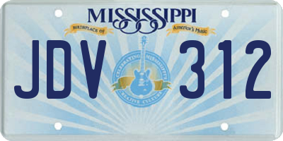 MS license plate JDV312