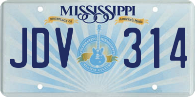 MS license plate JDV314