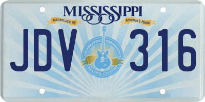 MS license plate JDV316
