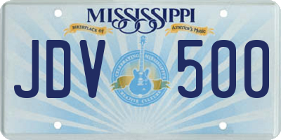 MS license plate JDV500