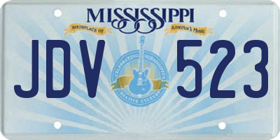MS license plate JDV523