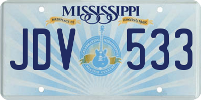 MS license plate JDV533