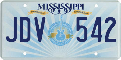 MS license plate JDV542