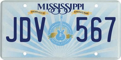 MS license plate JDV567