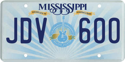 MS license plate JDV600