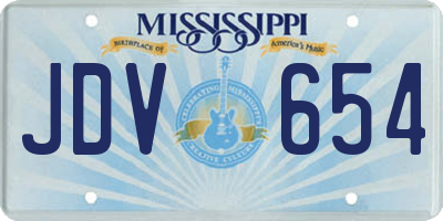 MS license plate JDV654