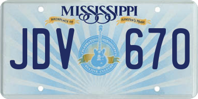 MS license plate JDV670