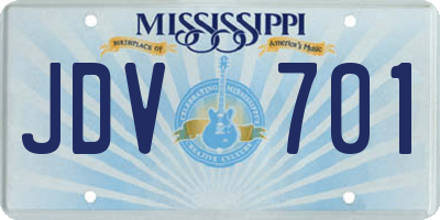 MS license plate JDV701