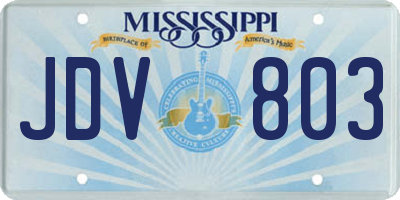 MS license plate JDV803