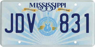 MS license plate JDV831